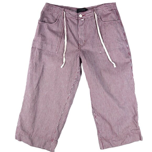 Riveted by Lee Striped Crop Pants 16M Red White Utility Skater Coastal Wide Leg - Picture 1 of 8